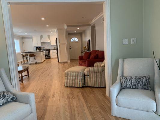 Old red oak floor meets new.