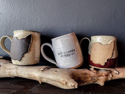 Our customers love these handmade mugs that are hand spun with clay!