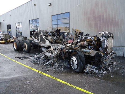 Truck fire cleanup