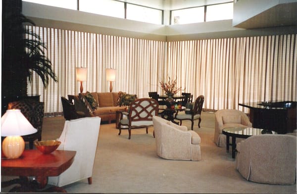 Large panel curtains, cornice box .Larsen fabric