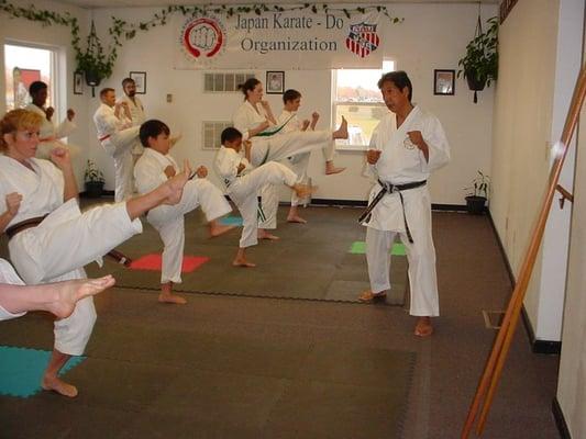 Training with Hanshi Minobu Miki at our dojo.