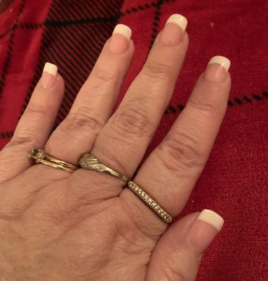 French manicure. This will last me almost 5 weeks.