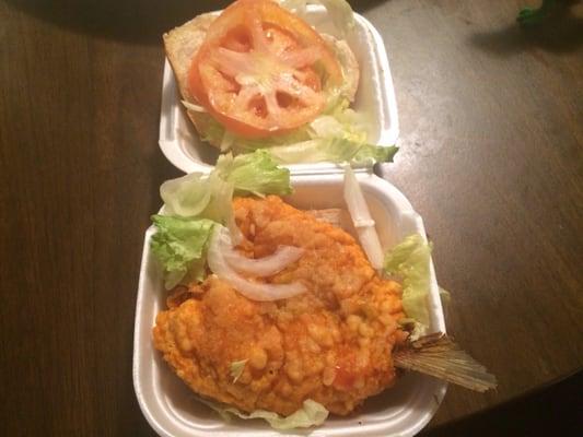 Pan con minuta (fried fish sandwhich ) tail on so you know it's real fish and not square grouper.