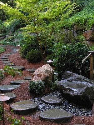 Walkway with water feature