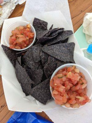 Chips and pico de Gallo $5. Just regular bagged chips