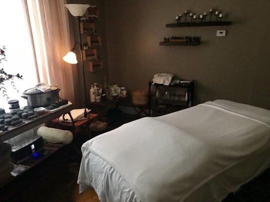 The primary massage room- comfortable and beautiful