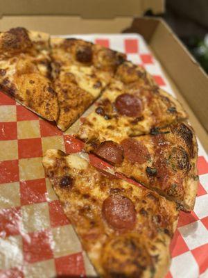 Some cheese and pepperoni pizza- grabbed by the kids so fast I couldn't get more in the photo! They loved it!