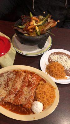 Molcajete.   Enchilada plate delicious