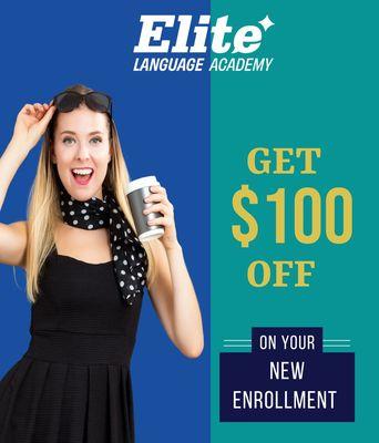 Special for new enrollment in any course - www.elitelanguageacademy.org