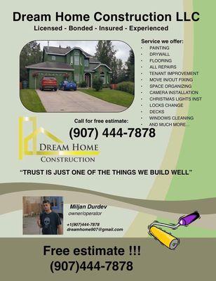 General contractor. (Licensed, bonded, insured)