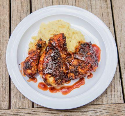 BBQ Chicken with Roasted Garlic Mashed Potatoes