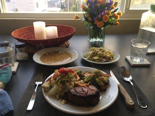 Valentines dinner prepared by Craig. Best filet ever!