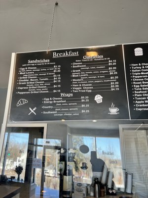 Breakfast menu