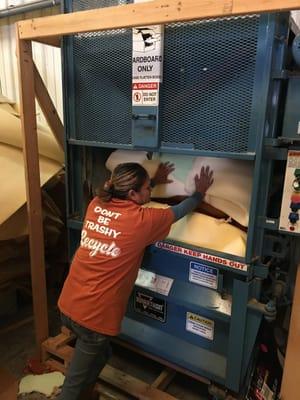 Foam from mattresses and box springs being baled