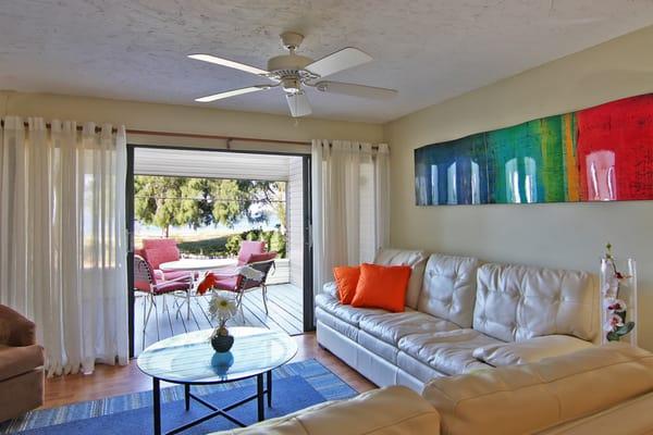 Private deck from living room