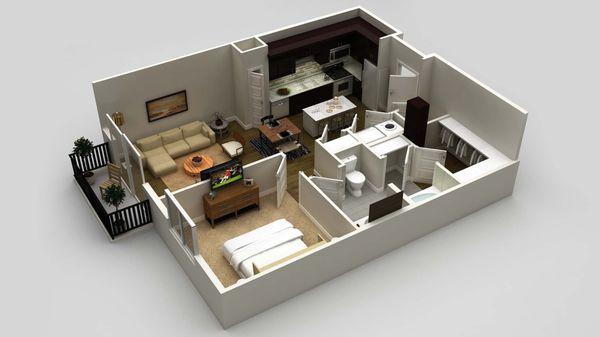 "A3' Floorplan 752 sq. ft.