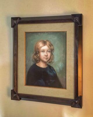 Custom framing of a 19th century French chalk Pastel on board.