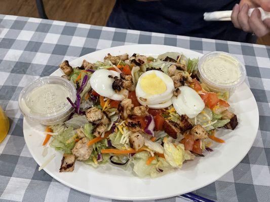 Chicken wrap made into a salad