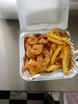 Fried shrimp and fries