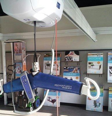 Overhead patient lift systems