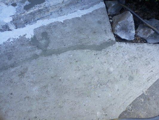 Patched cracks in concrete