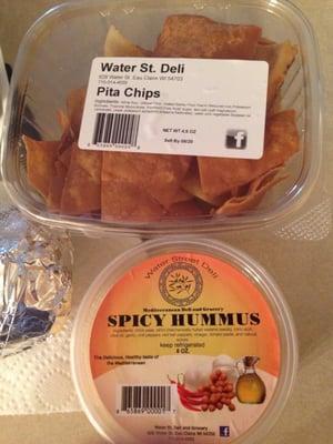 In store made hummus and pita chips, always fresh!