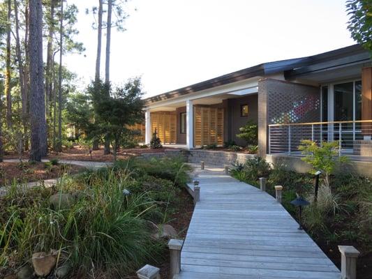 Each room in the Dr. Robert M. Fales Hospice Pavilion in Wilmington, NC, has a private patio with French doors.