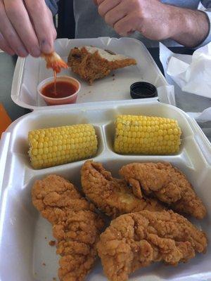 Tenders and corn, delicious!