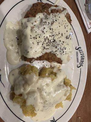 Country fried steak and mashed potatoes