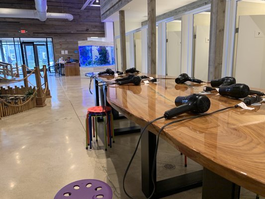 Hair dryers with changing rooms