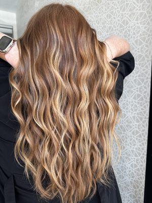 Natural strawberry blonde balayage