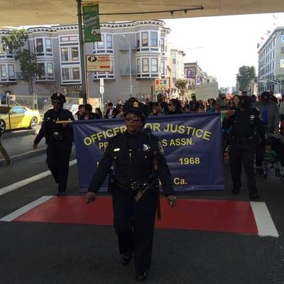 Officers for Justice leading with songs on the MLK Day march 1/19/2015