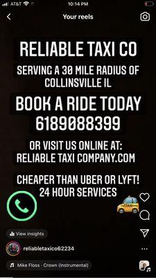 Social media post. 
 Taxi to airport
 Taxicab
 Local taxi
 Taxi near me