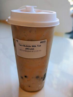 September 17, 2022; Taro bubble milk tea, M ($5.75).