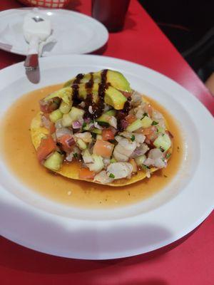 Tostada de Ceviche de Camaron