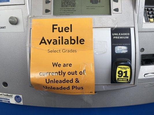 Many drivers saw this sign and drove off, even though the sign states that fuel is available.