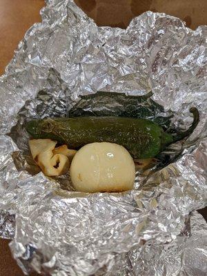 Grilled jalapeno and onion