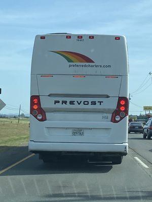 This bus ran us off the road- awful and rude driver