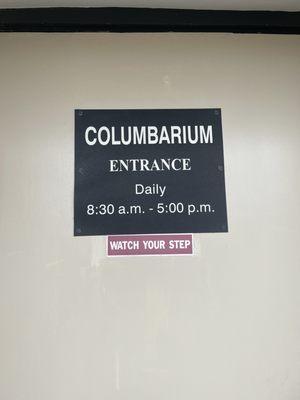 Hours for columbarium