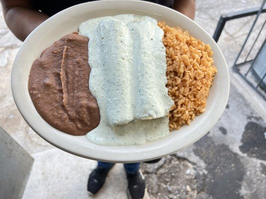 cilantro enchiladas it is Something different one of the specialty sauce  for better taste