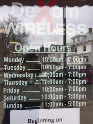 Store hours.