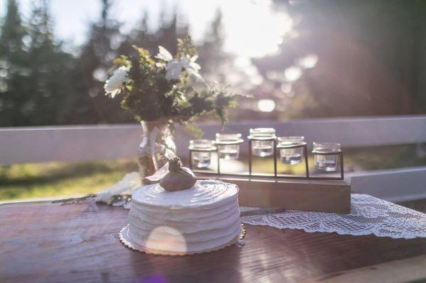 Double layered white cake with berry filling