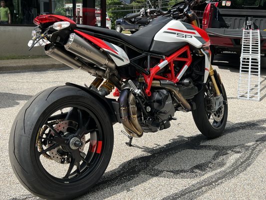 My new Ducati Hypermotard SP at delivery at SSC in Derry, N.H.