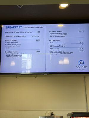 Breakfast menu