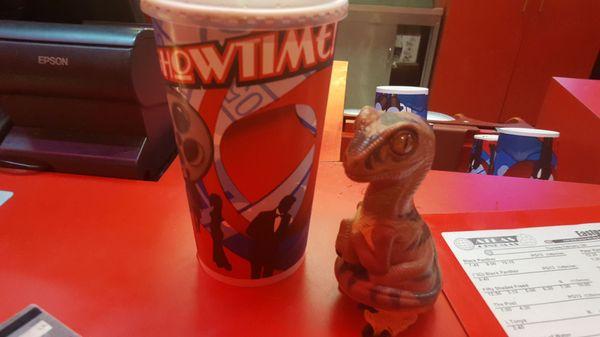 Bob the Raptor says "These concession mammals sell big drinks."