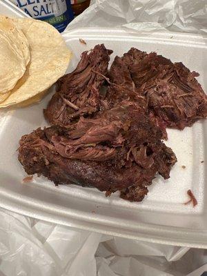 Beef barbacoa! Super soft and I asked for more cachete!