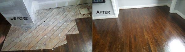 Home Repairs Removed water damaged flooring, replaced and refinished