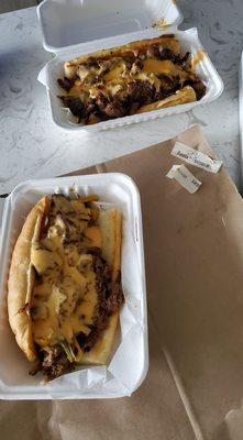 Peppersteak and Cheesesteak, both with smoked gouda cheese. What are you waiting for?