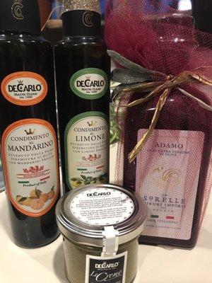 A trio of oils and the olive tapenade, purchased at Santa Barbara Night Market. Yum!