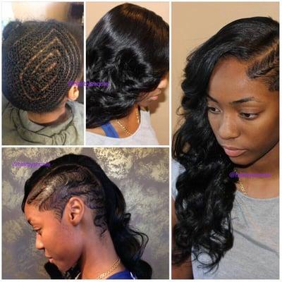 Minimal hair out extensions (weave) finger waves